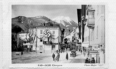 Blick in die Pfarrgasse 1938 (Gemeindechronik Bad Ischl, Foto Hofer)