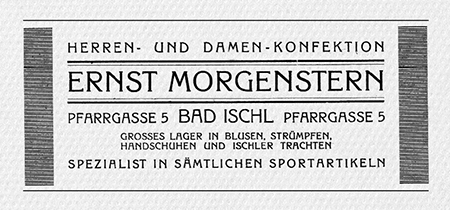 Anzeige von Ernst Morgenstern (Archiv ZME)